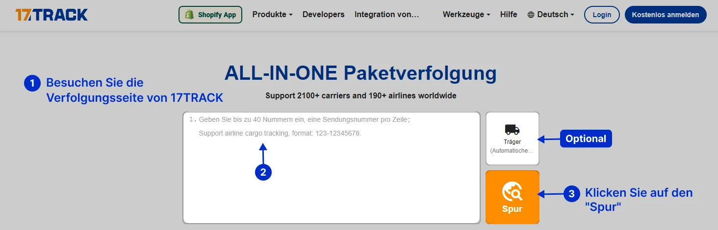 LiBang Logistics Verfolgung. Erfahren Sie, wie Sie Pakete auf 17TRACK verfolgen. Geben Sie Ihre LiBang Logistics Sendungsnummer auf der offiziellen Website von 17TRACK ein.